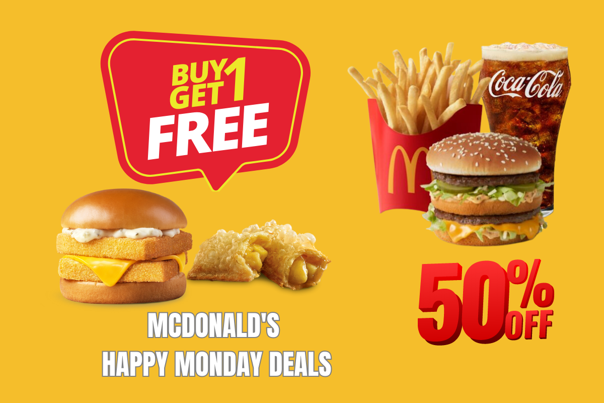 McDonald's Happy Monday Deals : 1-For-1, 50%