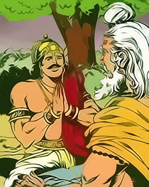 Bhishma advises Yudhistra with Pandavas and Krishna on his death bed of arrows_Shanti Parva-122