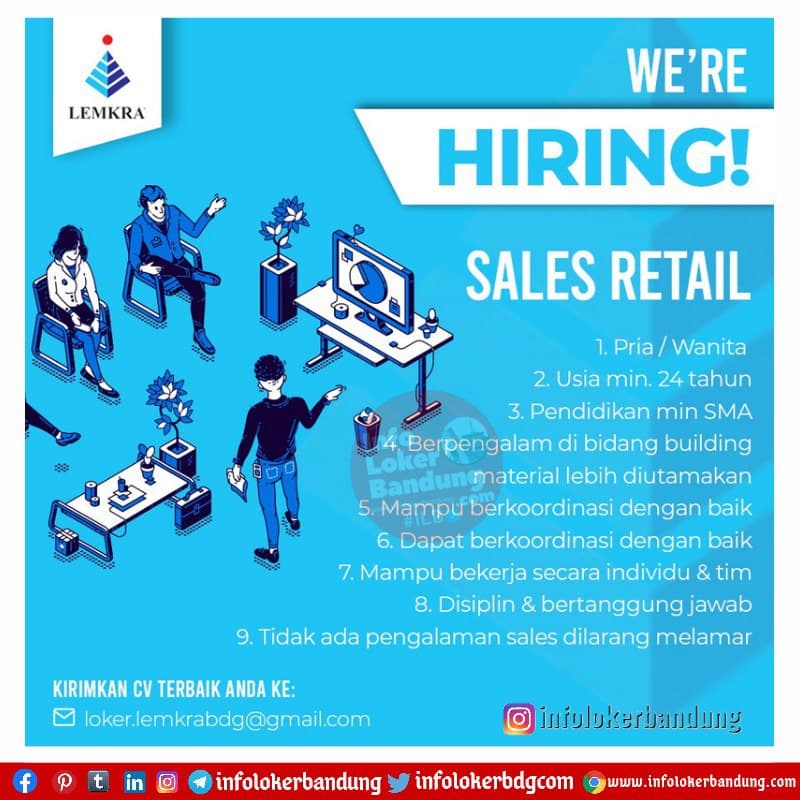 Lowongan Kerja Sales Retail LEMKRA Bandung April 2021