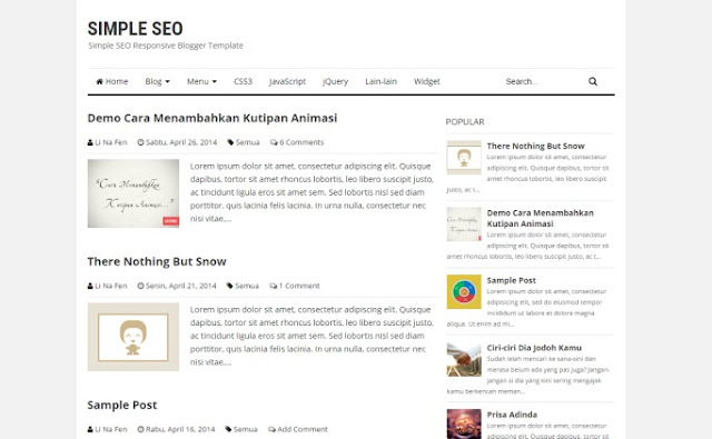 simple seo, responsive and seo optimized blogger template free download