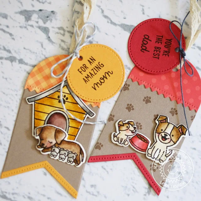 Sunny Studio Stamps: Puppy Dog Kisses Puppy Parents Build-A-Tag Puppy Themed Mom and Dad Tags by Lexa Levana