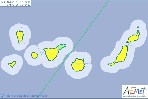 Canarias en aviso por viento Nochebuena y Navidad 2016