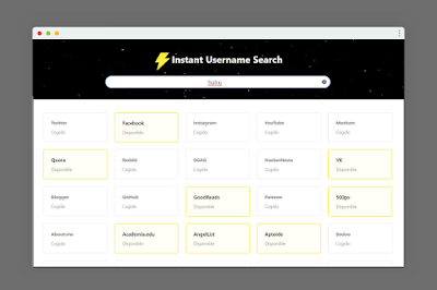 موقع Instant Username Search لتعرف إذا كان أي شخص يستعمل أسمك في أي موقع على الأنترنت