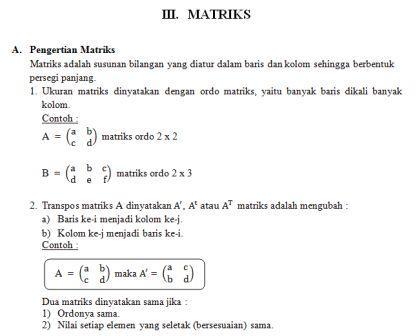 Materi Matematika Kelas Xii Ipa Sma Matriks Ibu Guru Susi Sr