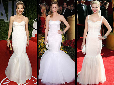 WHITE FISHTAIL GOWNS:Sheryl Crow, Melissa George and January Jones 