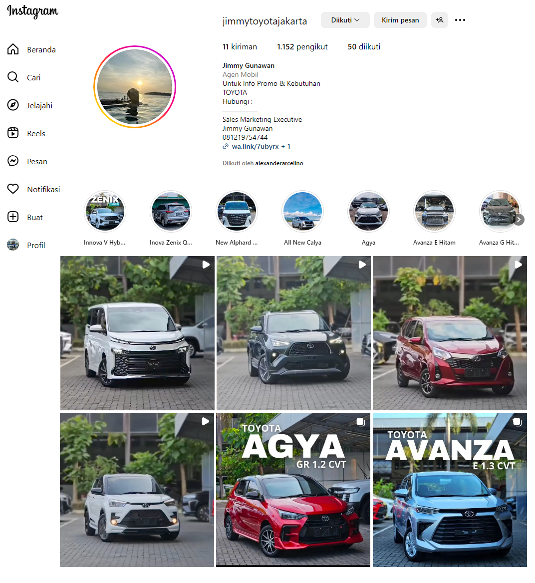 Toyota Cideng Instagram