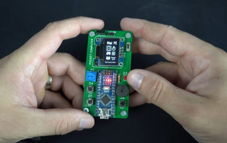 The functionality of this homemade Arduino pocket computer is similar to that of a (very) old PDA.