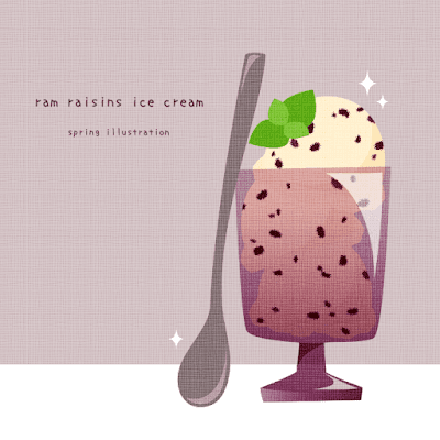 【ラムレーズンアイスクリーム】スイーツのおしゃれでシンプルかわいいイラスト