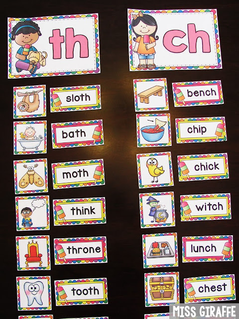 Digraph word sort centers and so many great digraphs reading centers for kindergarten and first grade