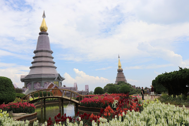 View of the Twin Pagodas from the garden next to the Queen’s Pagoda