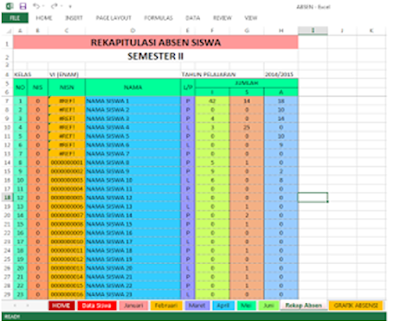 Aplikasi Absen Siswa SD Dengan Excel - Ops.Sekolah Dasar