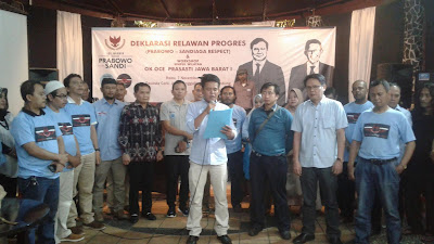 Relawan Progres Deklarasikan Dukungan Memenangkan Prabowo Sandiaga Di Pilpres 2019