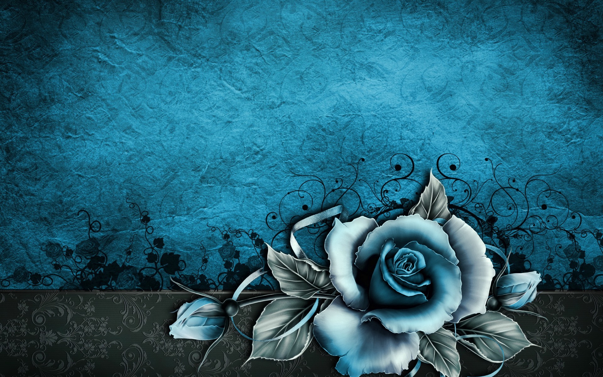black and blue abstract flower wallpaper