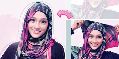 Cara Memakai Jilbab Pashmina Tie Dye Motif