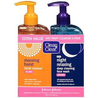 Clean & Clear 2-Pack Day and Night Face Cleansers with Citrus Morning Burst Facial Cleanser with Vitamin C