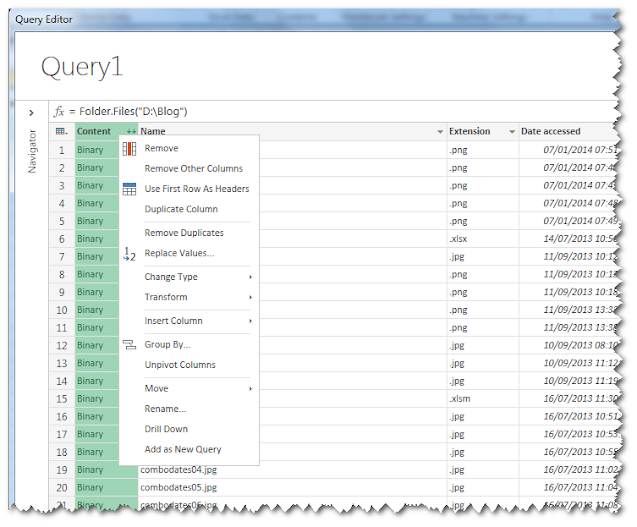 ventana del Power Query