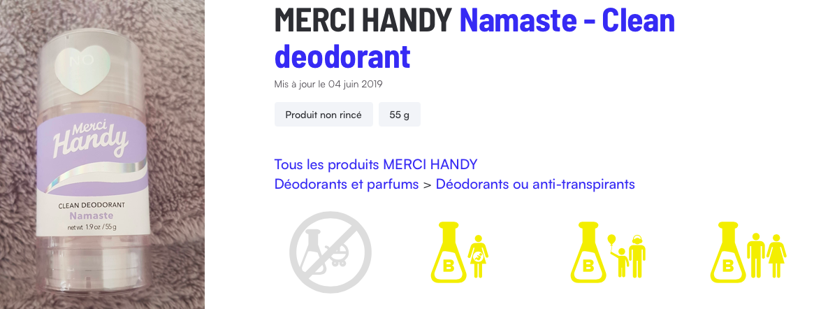 composition déodorant clean Merci Handy