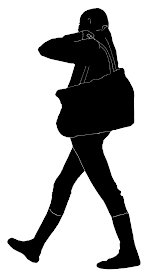 silhouette of a girl with shoulder bag