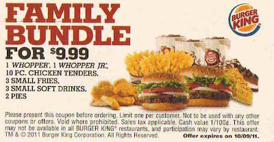 Burger King coupon for the Family Bundle offer