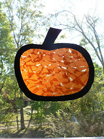 pumpkin tissue paper sun catcher