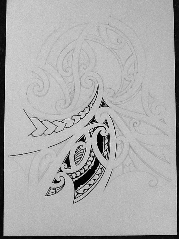 Shoulder sleeve tatou in Maori Kirituhi style