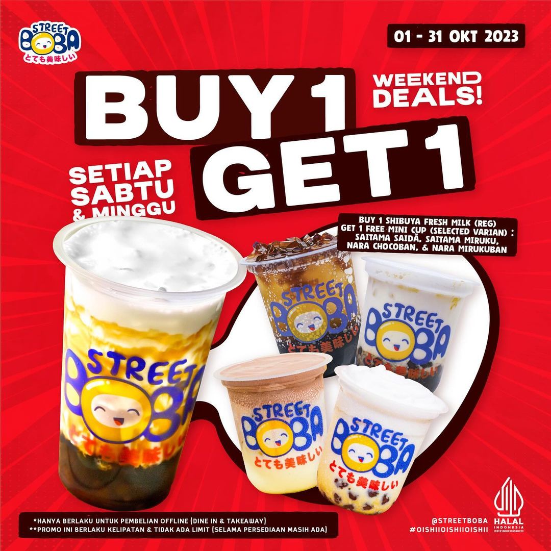 Promo STREET BOBA WEEKEND DEALS! Spesial BELI 1 GRATIS 1