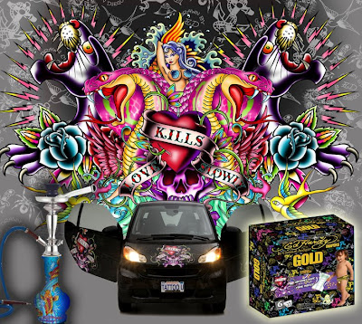 above hookahs Smart Cars and Diapers are among the Ed Hardy branded 