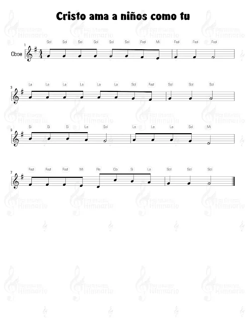 Cristo ama a niños como tu | Partitura gratis para oboe