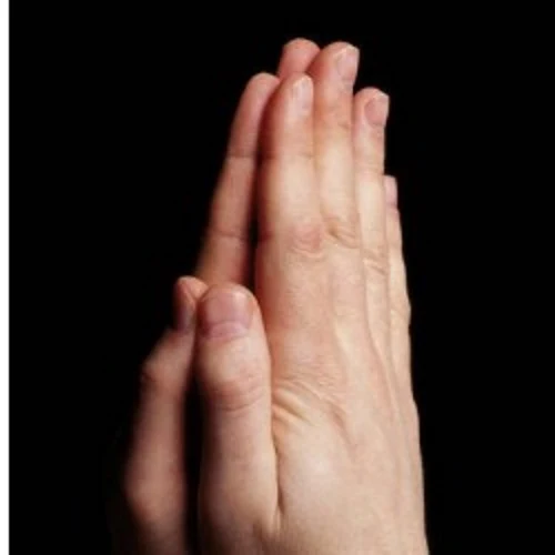 Mãos orando. #PraCegoVer