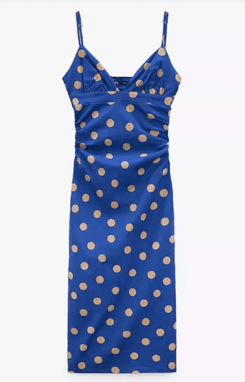 Vestido de lunares azul eléctrico midi Zara moda 2022