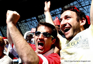 Happy Biarritz rugby team supporters