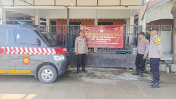 Polsek Karangampel Patroli Sambang di Gudang Logistik KPU Kabupaten Indramayu