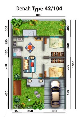 Contoh Denah  Rumah  Minimalis Tipe 45  104 Desain Rumah 