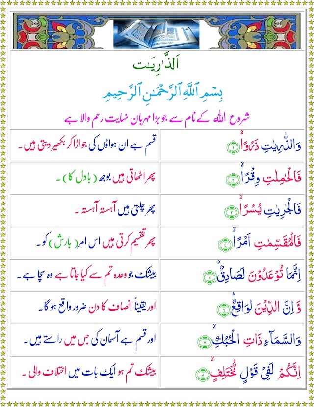 Surah Az-Zariyat with Urdu Translation