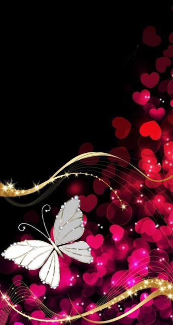 sparkling hearts and loving butterfly picture and backgrounds for mobile phones, Love and romance