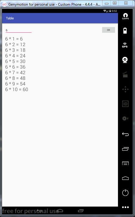 Table application in android for kids