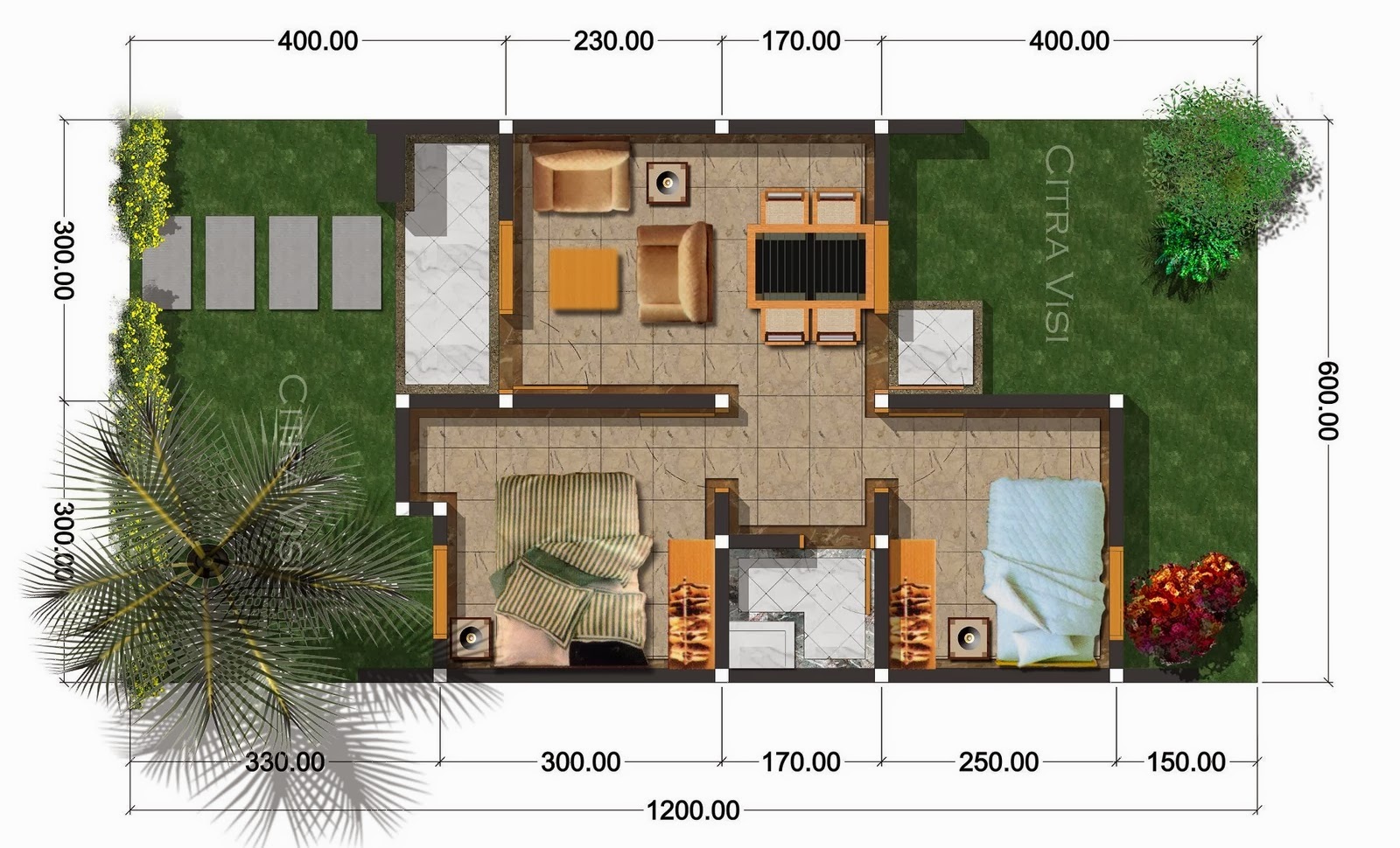 Denah Rumah Minimalis Sederhana Ukuran 6x5 Terbaru Denahom