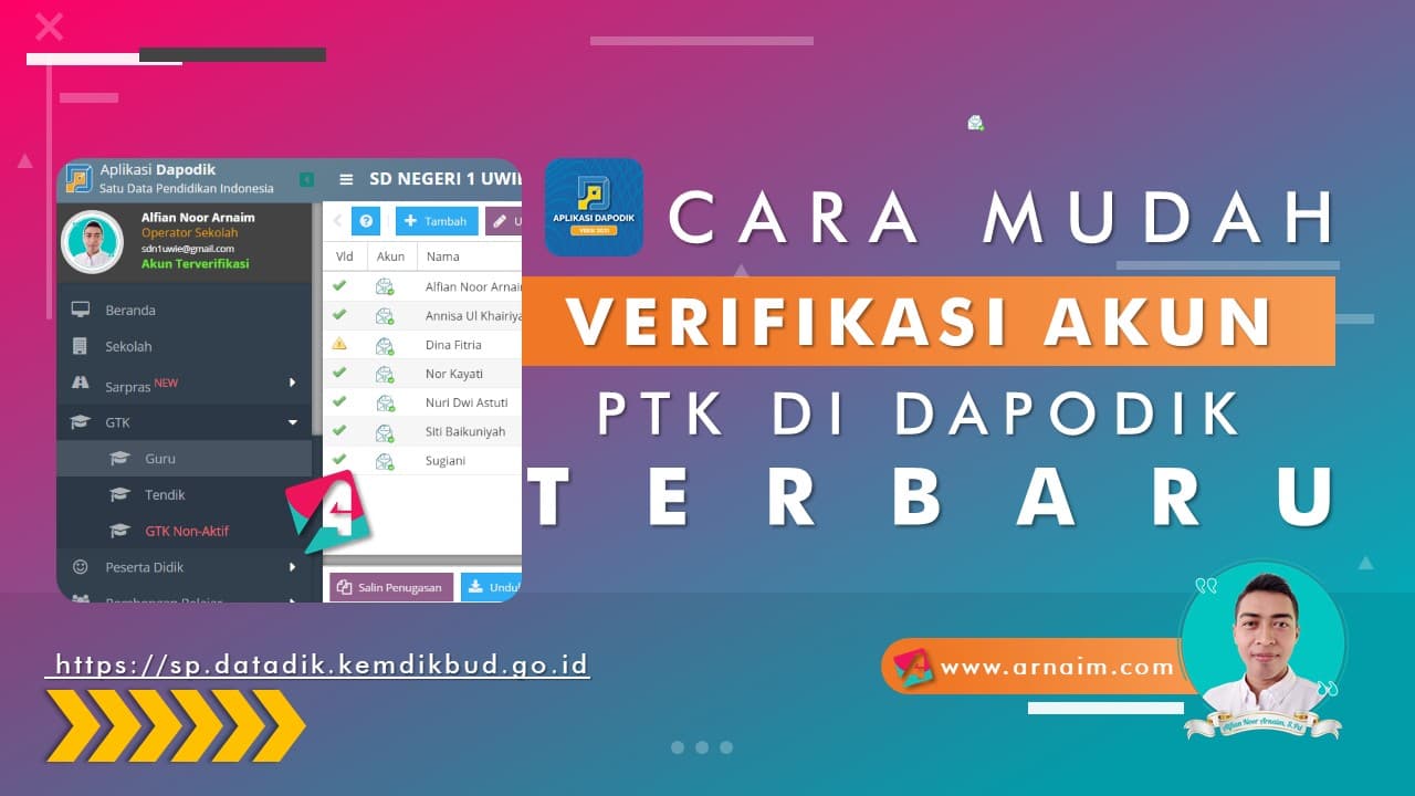 Cara Mudah Verifikasi Akun Ptk Di Dapodik Terbaru Arnaim Com