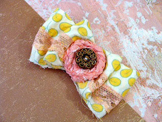 upcycled eco hair accessory bow with vintage button