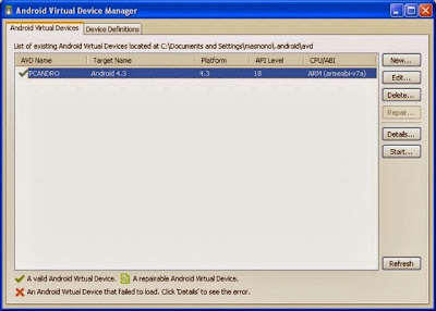 Tampilan Android Virtual Device baru