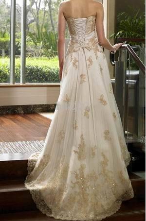 Cheap White Ivory wedding dresses Gorgeous gold and brown wedding dress 