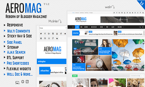  News and Magazine Responsive Blogger Template Free Blogspot Theme Aeromag Premium Blogger Template