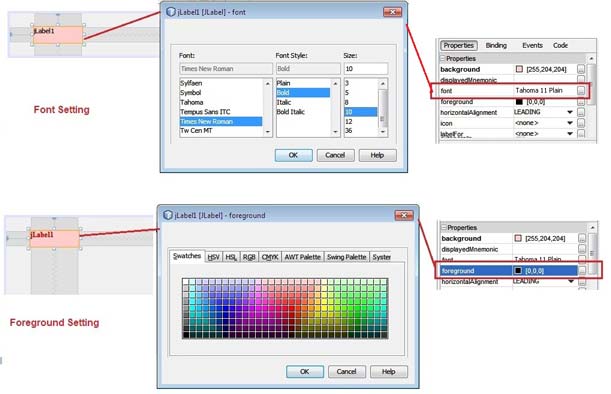 jLabel Forecolor and Font setting