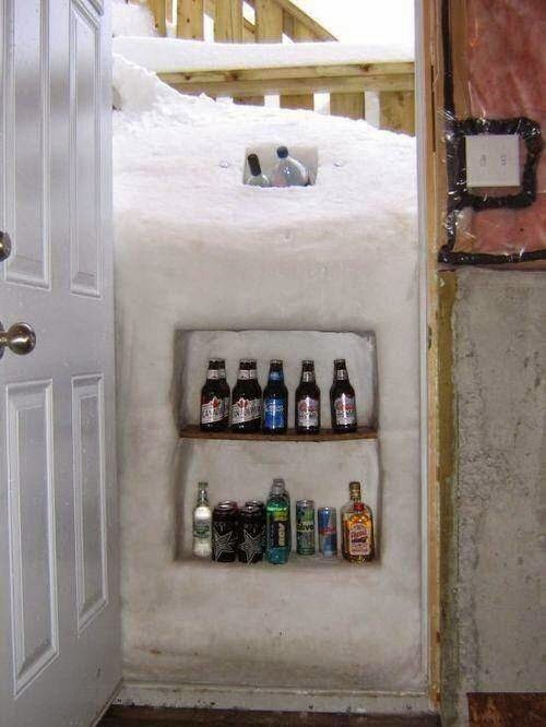 The answer is right in front of you this whole time. Why waste hours of time and energy moving the snow from your doorway when it's practically inviting you to turn it into a nifty fridge? Do what Zack Green did: make a snow fridge. - This Man Turned A Snowy Situation Into A Party With A 'Natural' Beer Fridge