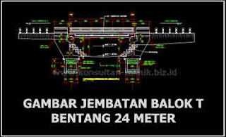 Gambar-Jembatan-Gelagar-Beton-Bertulang-Balok-T-Kelas-A-Bentang-24-Meter-Format-Autocad