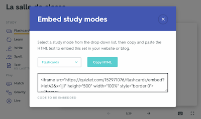 How to Embed Quizlet Flashcards - grab HTML code