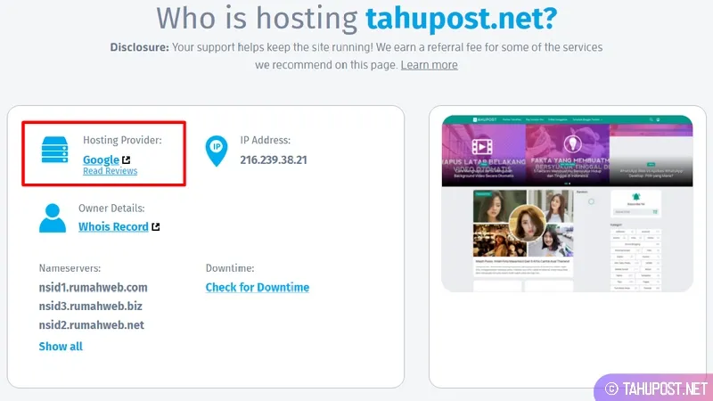 Hasil untuk Blog di Blogger - Cara Mengetahui Web Hosting Sebuah Website
