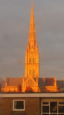 Salisbury Cathedral at sunset