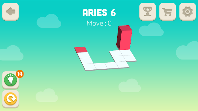 Bloxorz Aries Level 6 step by step 3 stars Walkthrough, Cheats, Solution for android, iphone, ipad and ipod