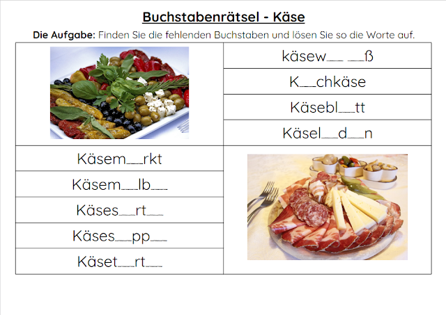 Buchstabenrätsel - Käse